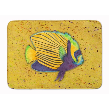 Carolines Treasures Tropical Fish on Mustard Machine Washable Memory Foam Mat 8577RUG